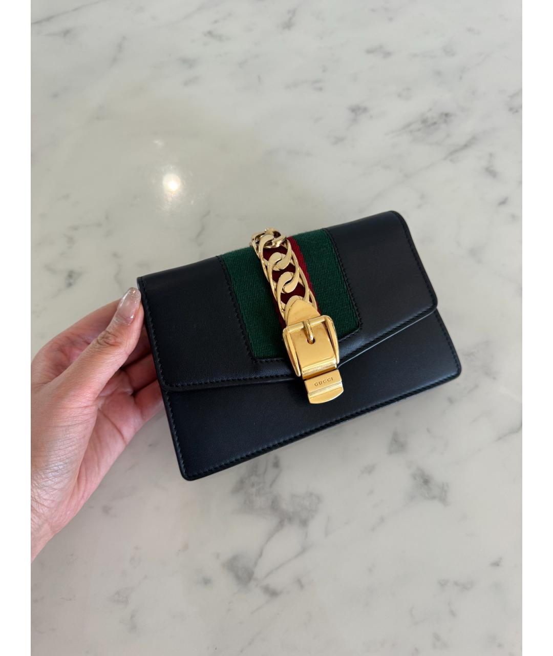 GUCCI Черная кожаная сумка через плечо, фото 9