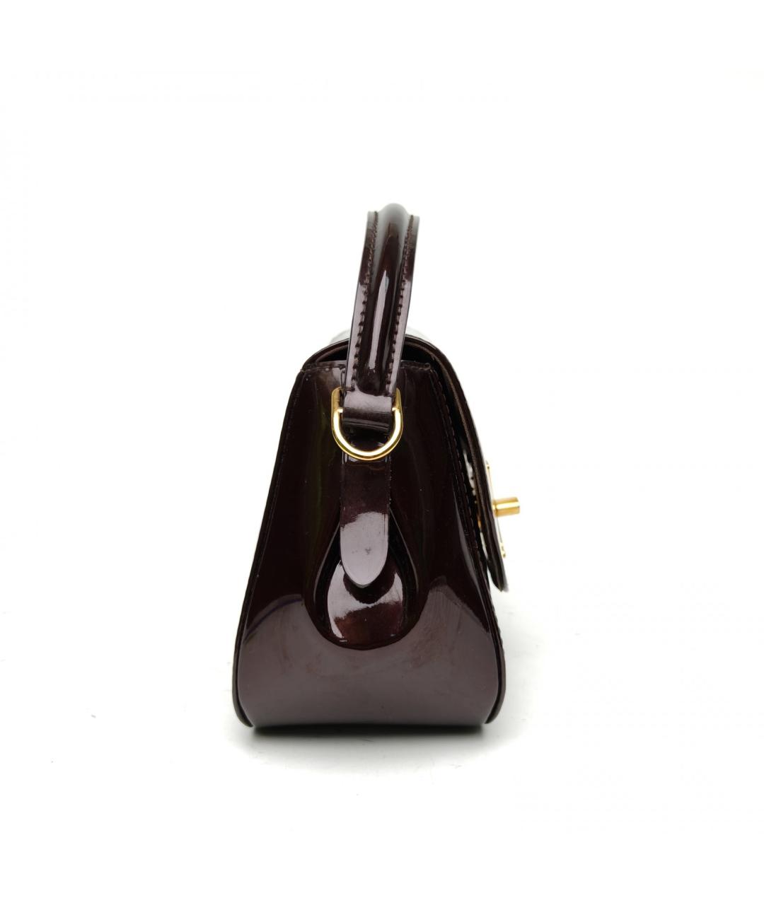 LOUIS VUITTON Бордовая сумка через плечо из лакированной кожи, фото 5