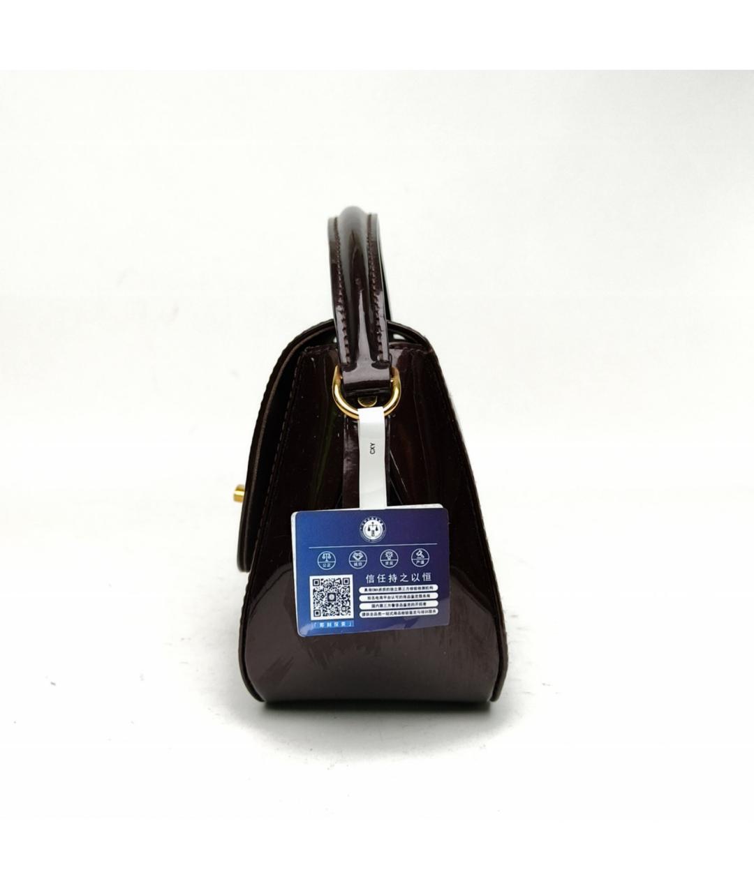 LOUIS VUITTON Бордовая сумка через плечо из лакированной кожи, фото 3