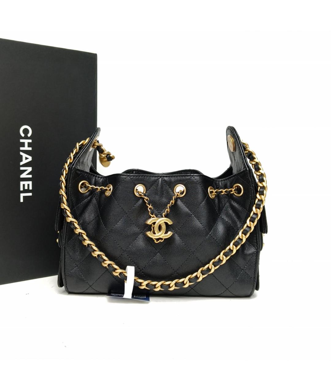 CHANEL Черная кожаная сумка через плечо, фото 8