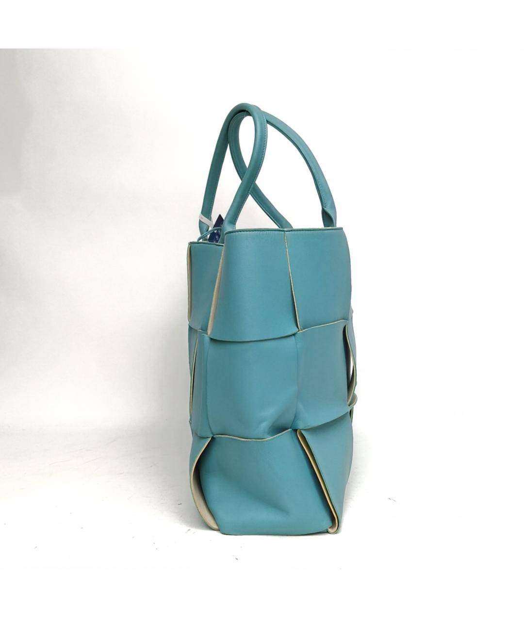 BOTTEGA VENETA Синяя кожаная сумка с короткими ручками, фото 5