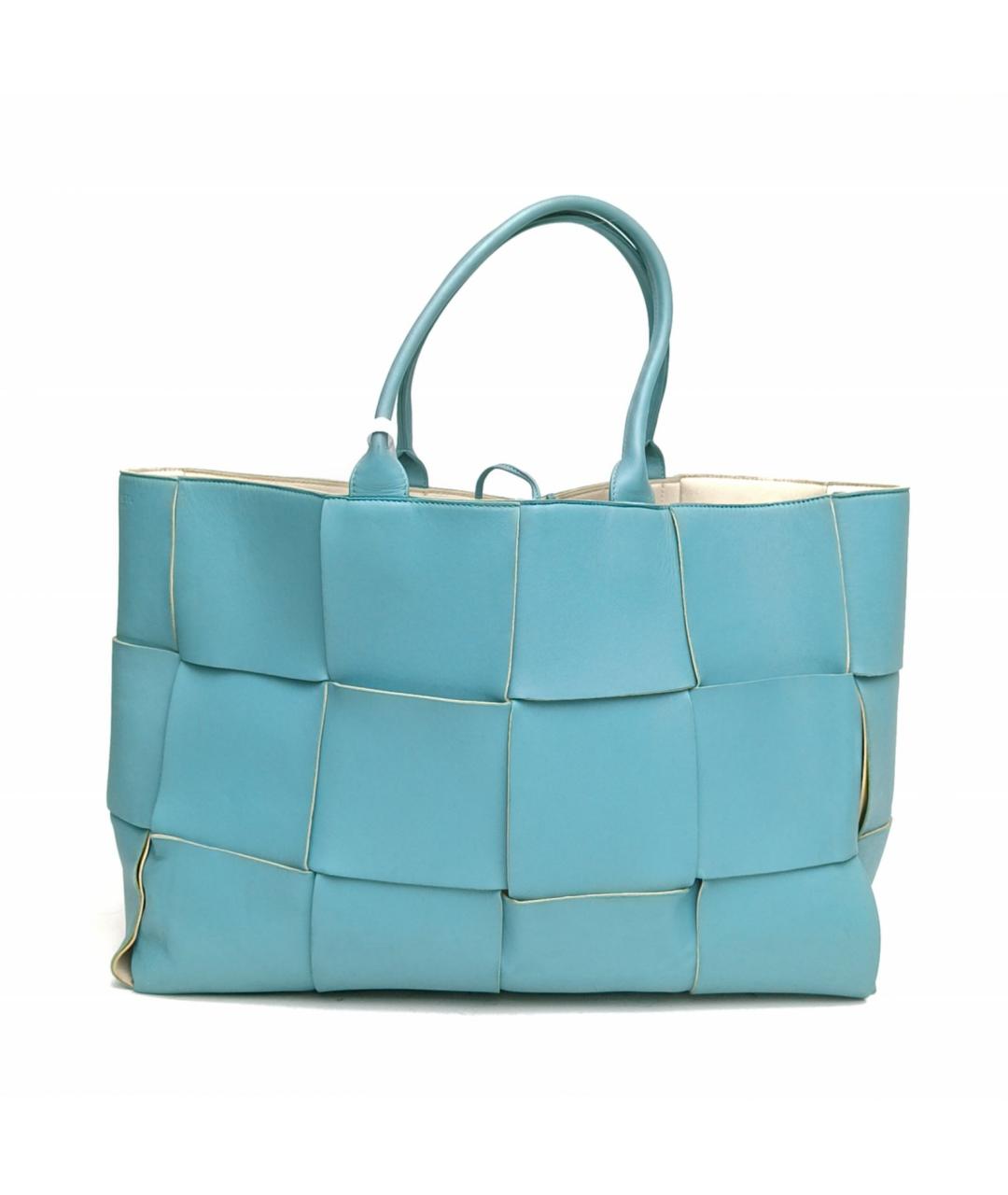 BOTTEGA VENETA Синяя кожаная сумка с короткими ручками, фото 4