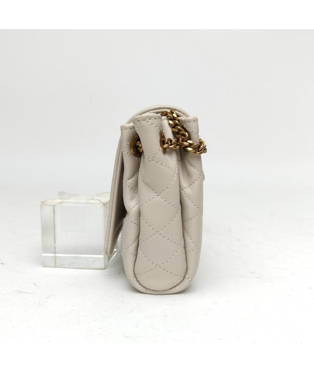 SAINT LAURENT Белая кожаная сумка через плечо, фото 3