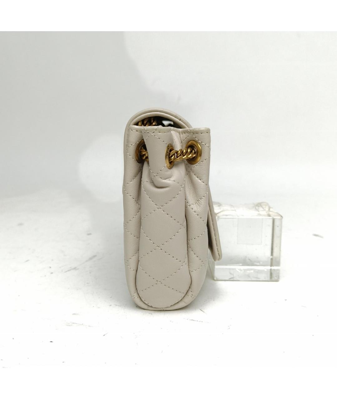 SAINT LAURENT Белая кожаная сумка через плечо, фото 5