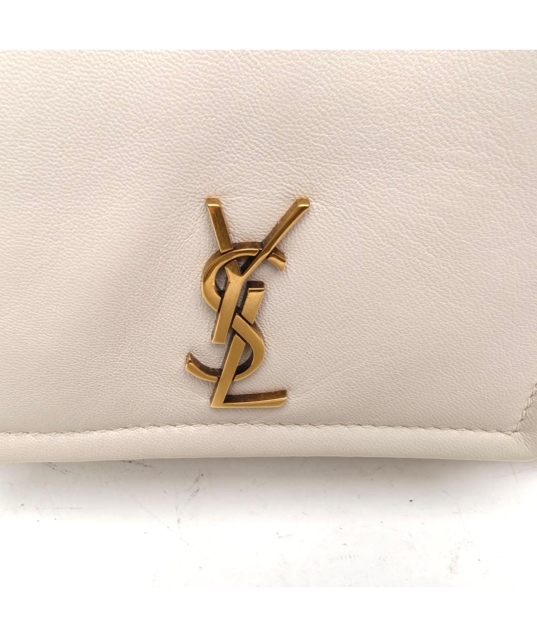 SAINT LAURENT Белая кожаная сумка через плечо, фото 7