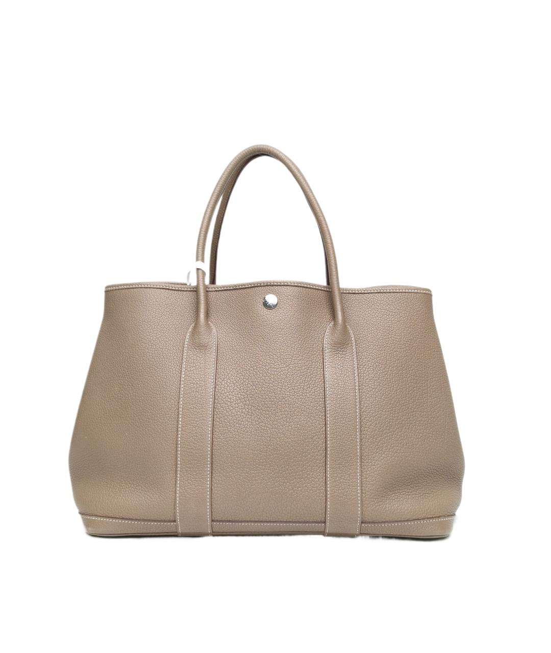 HERMES Бежевая кожаная сумка с короткими ручками, фото 1