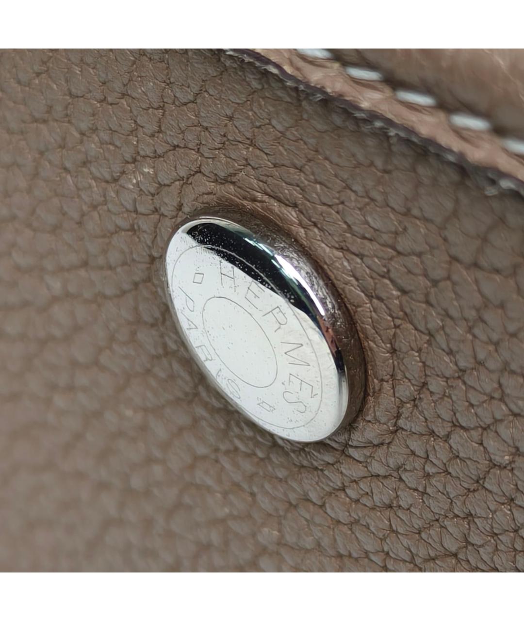 HERMES Бежевая кожаная сумка с короткими ручками, фото 7