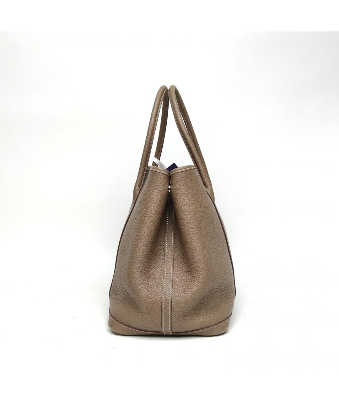 HERMES Бежевая кожаная сумка с короткими ручками, фото 3