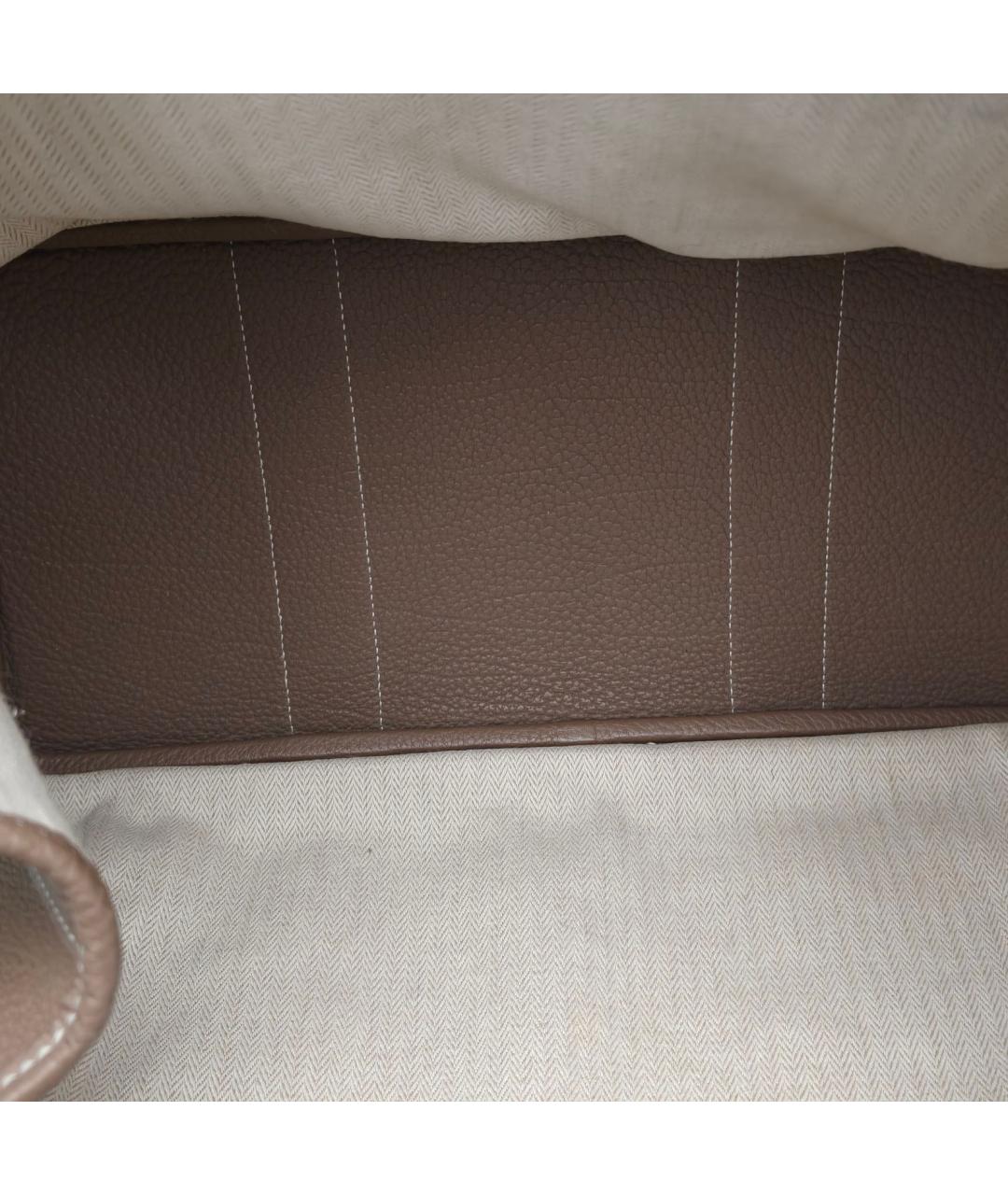 HERMES Бежевая кожаная сумка с короткими ручками, фото 8