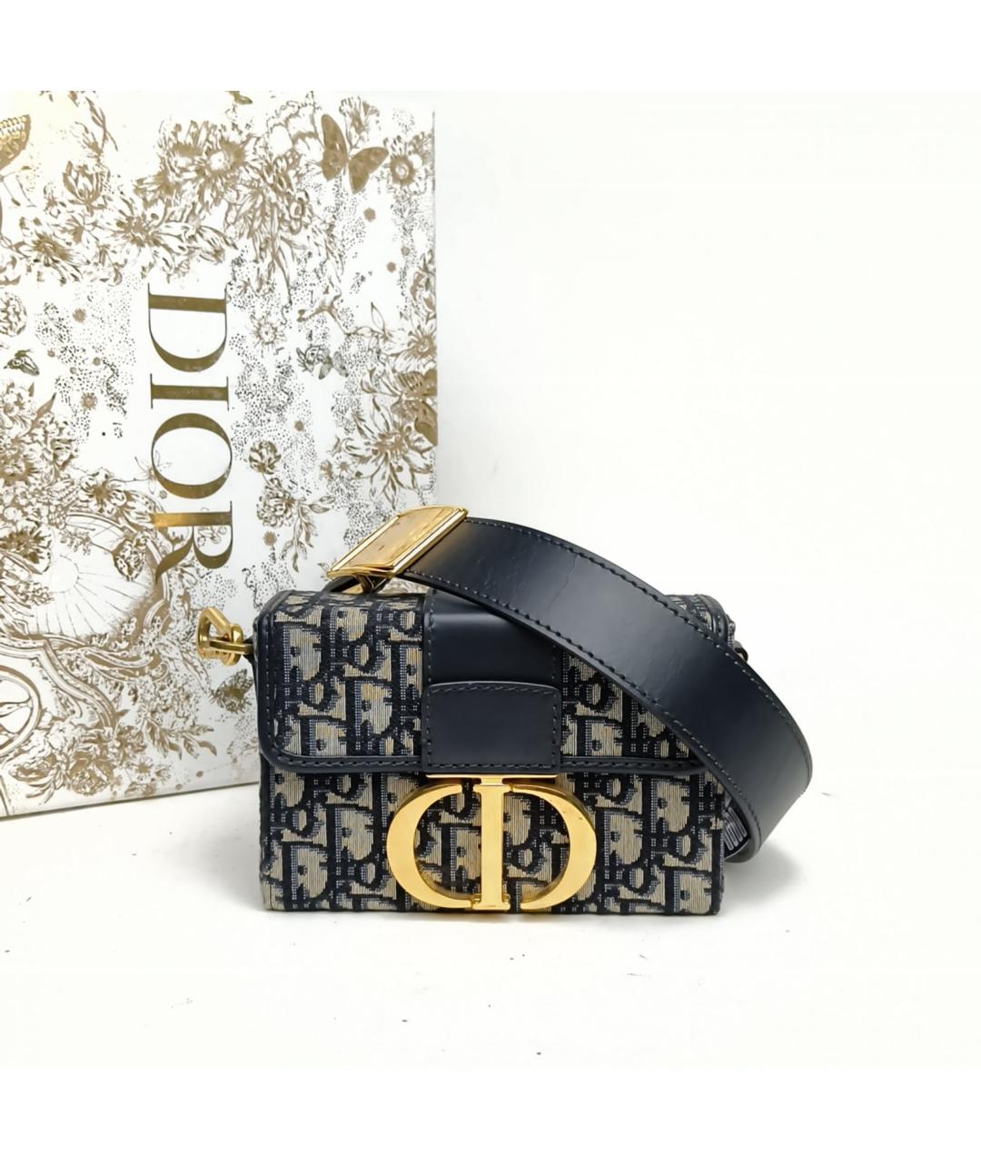 CHRISTIAN DIOR Темно-синяя жаккардовая сумка через плечо, фото 9