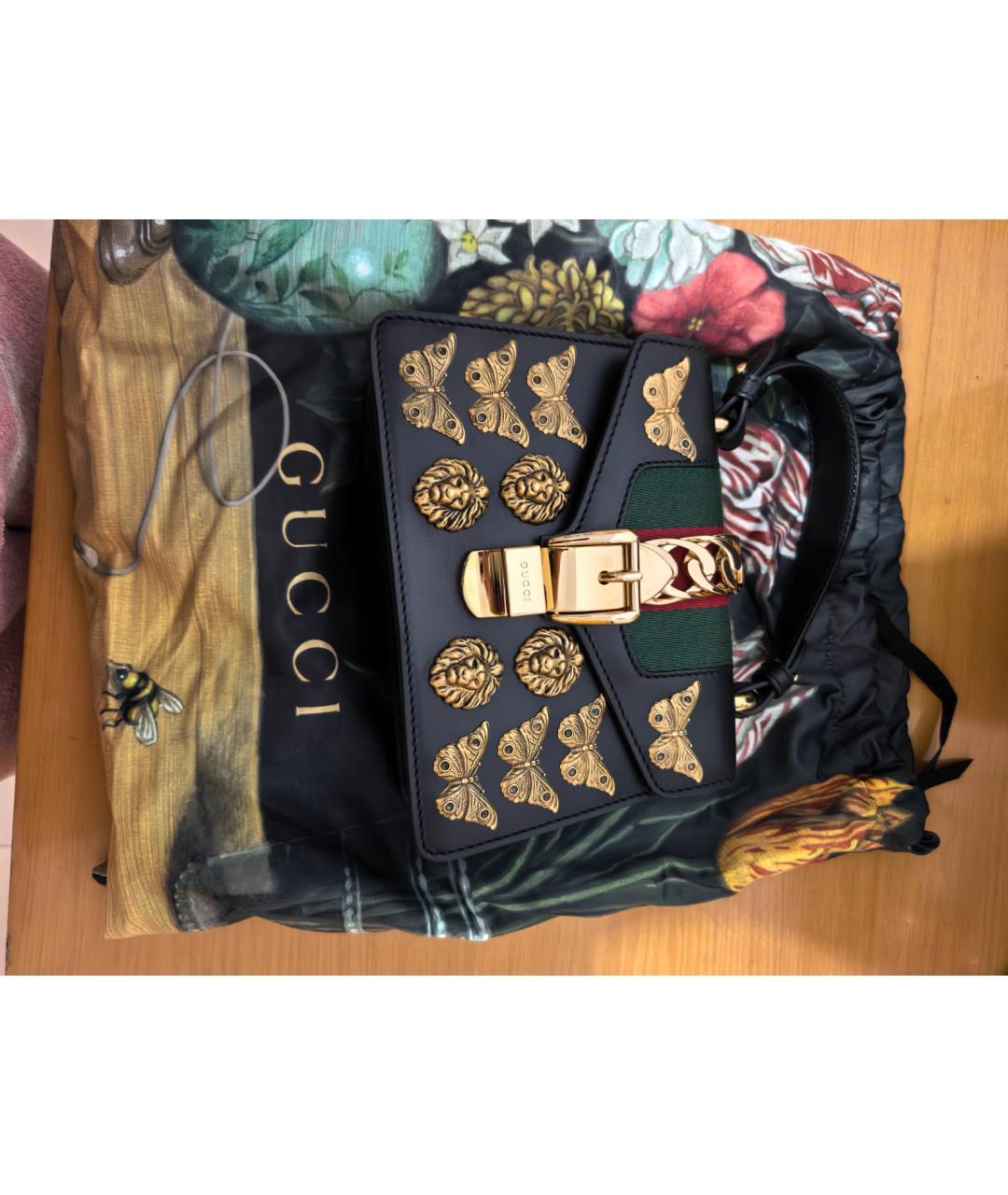 GUCCI Черная кожаная сумка через плечо, фото 9