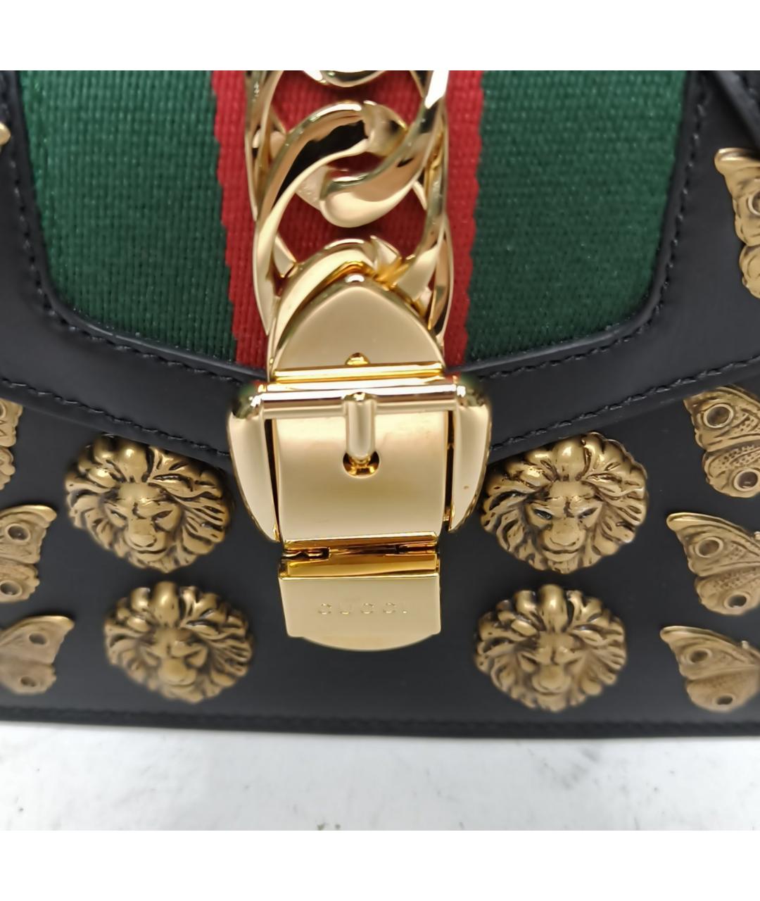 GUCCI Черная кожаная сумка через плечо, фото 7