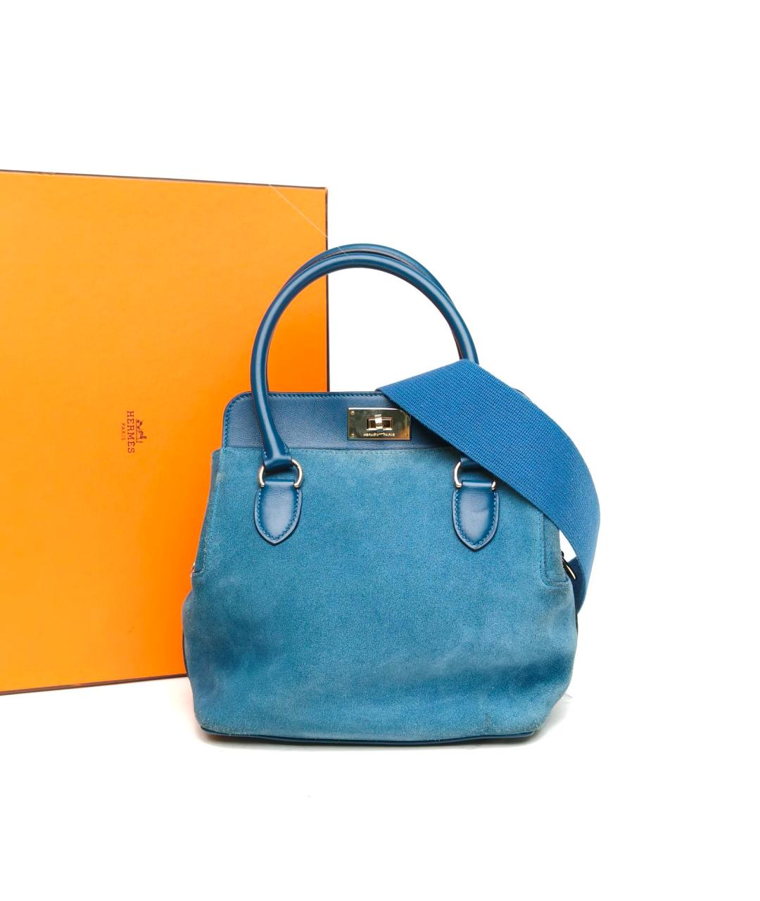 HERMES Синяя замшевая сумка через плечо, фото 9