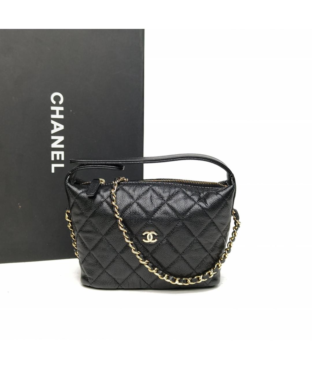 CHANEL Черная кожаная сумка через плечо, фото 9