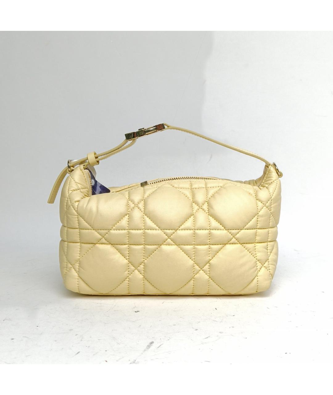 CHRISTIAN DIOR Желтая кожаная сумка с короткими ручками, фото 2