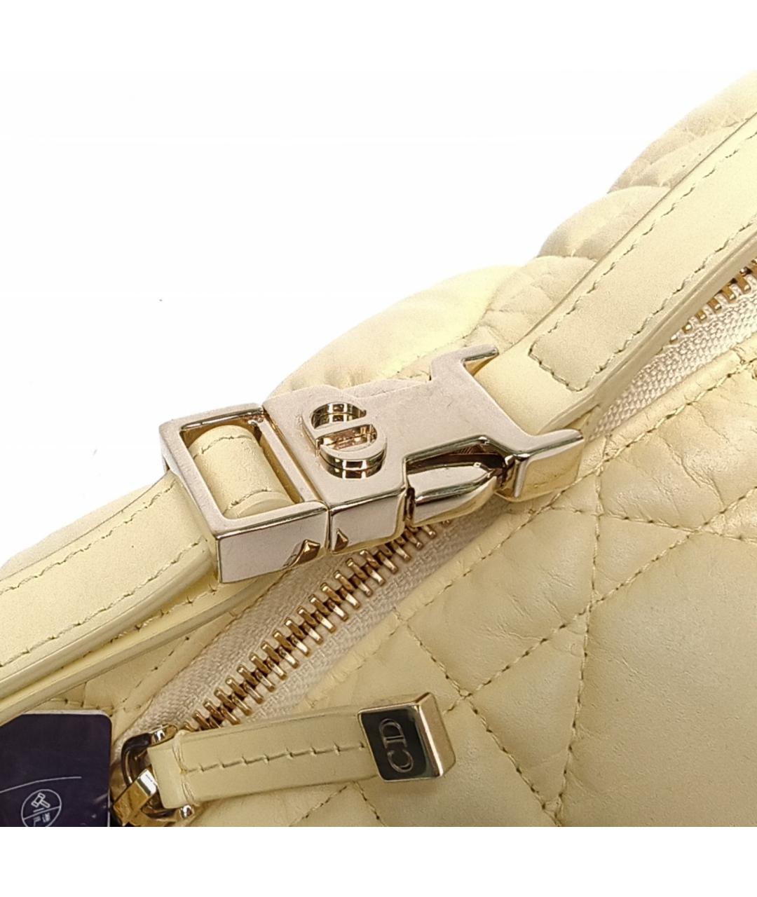 CHRISTIAN DIOR Желтая кожаная сумка с короткими ручками, фото 7