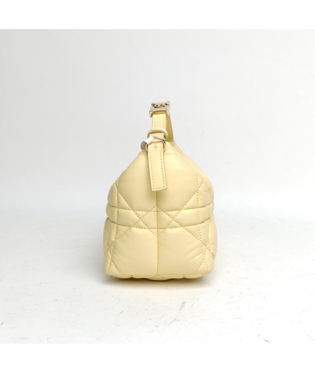 CHRISTIAN DIOR Желтая кожаная сумка с короткими ручками, фото 5
