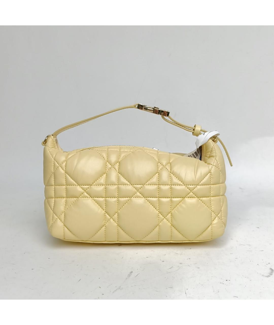 CHRISTIAN DIOR Желтая кожаная сумка с короткими ручками, фото 4