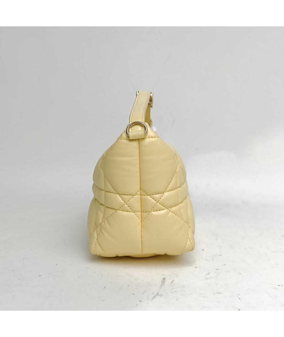 CHRISTIAN DIOR Желтая кожаная сумка с короткими ручками, фото 3