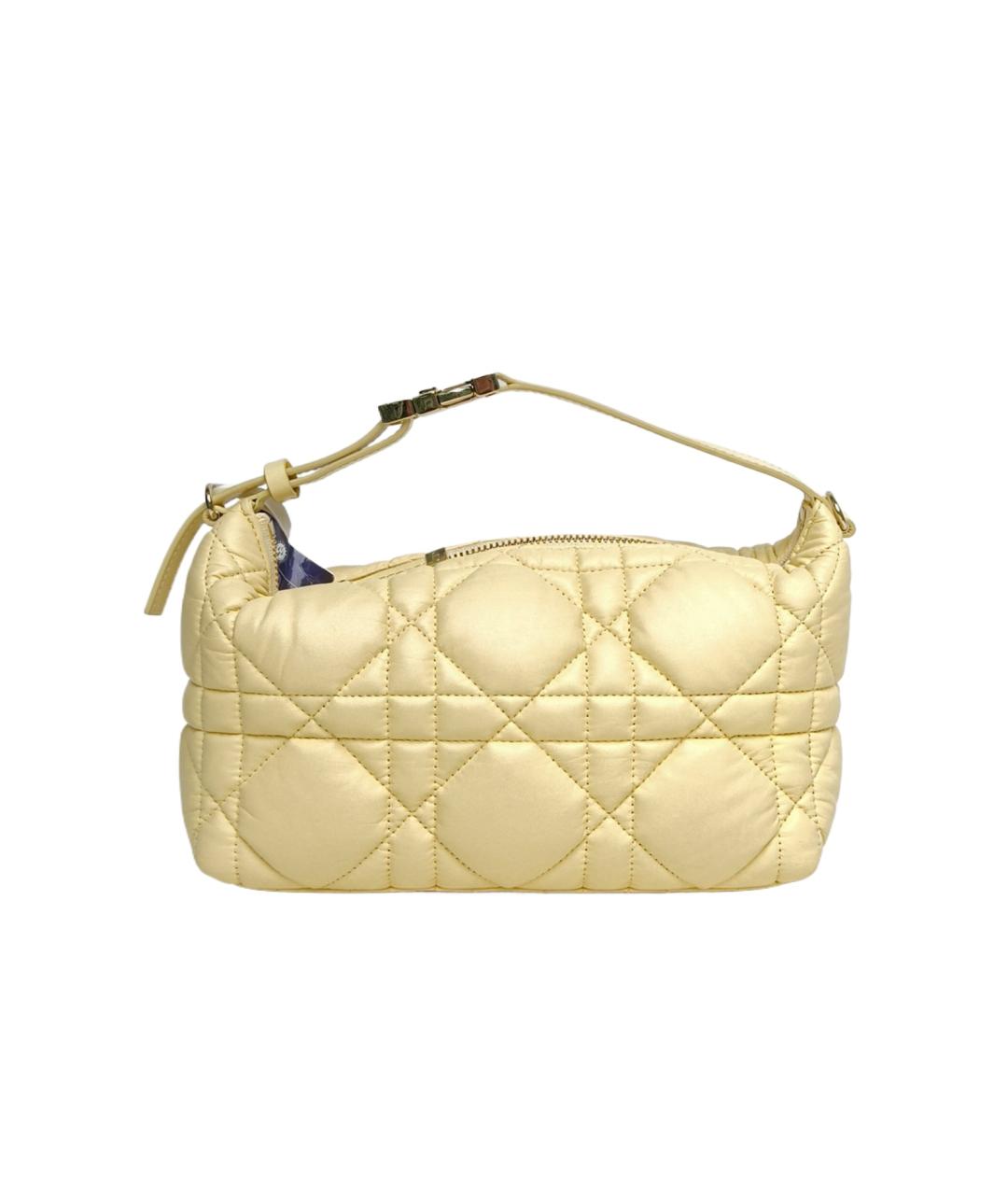 CHRISTIAN DIOR Желтая кожаная сумка с короткими ручками, фото 1