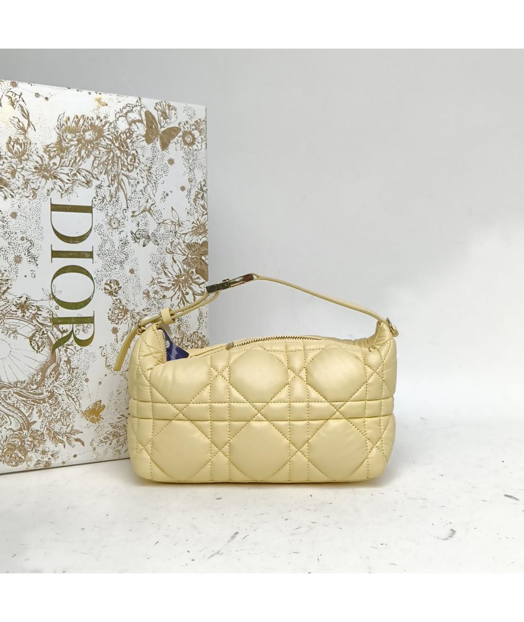 CHRISTIAN DIOR Желтая кожаная сумка с короткими ручками, фото 9