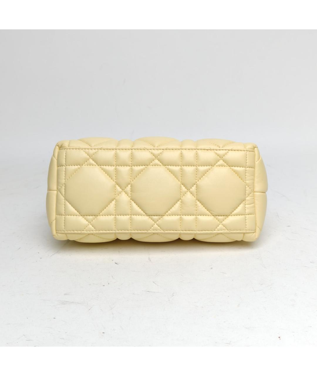 CHRISTIAN DIOR Желтая кожаная сумка с короткими ручками, фото 6
