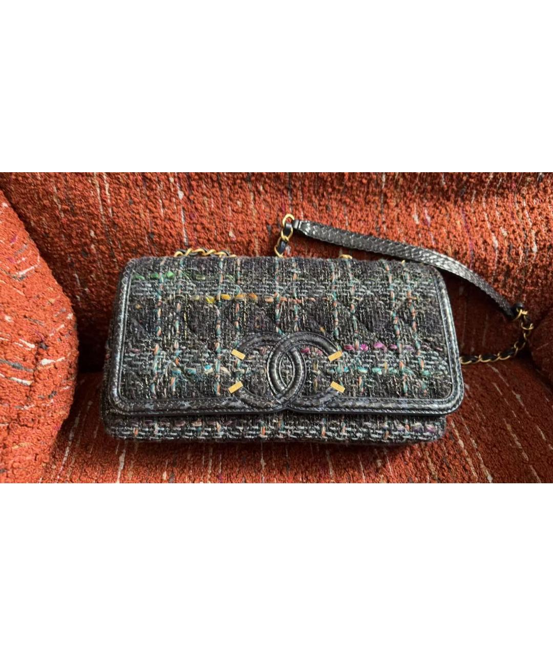CHANEL Черная твидовая сумка через плечо, фото 9
