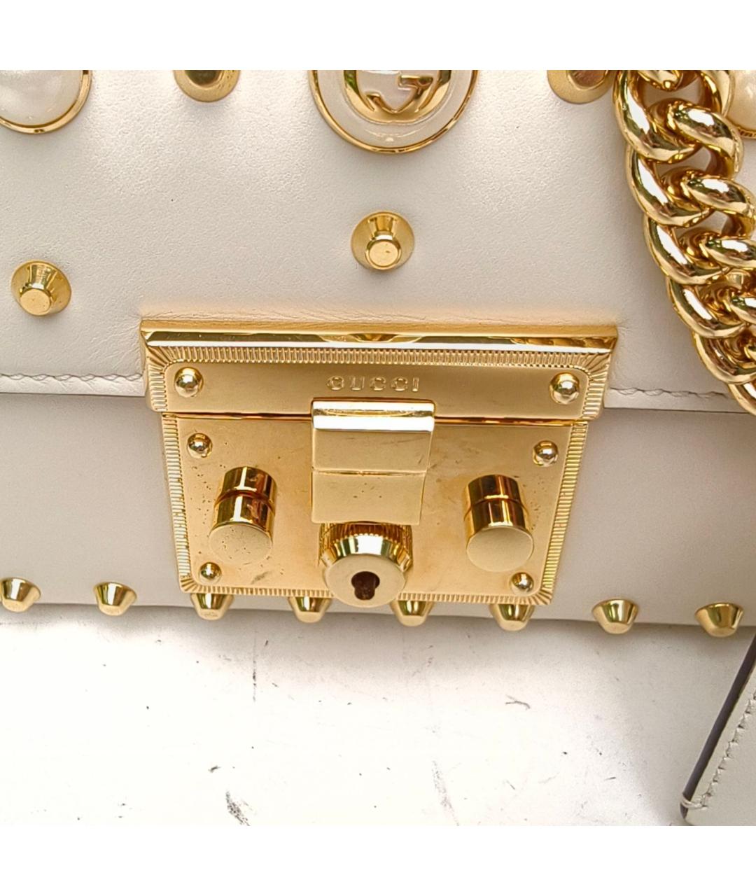 GUCCI Белая кожаная сумка через плечо, фото 7