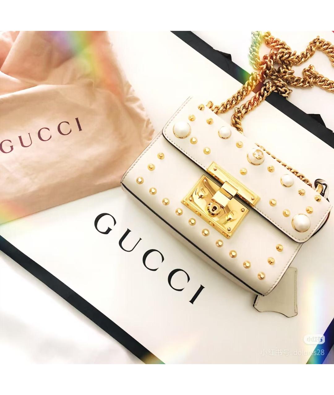 GUCCI Белая кожаная сумка через плечо, фото 9