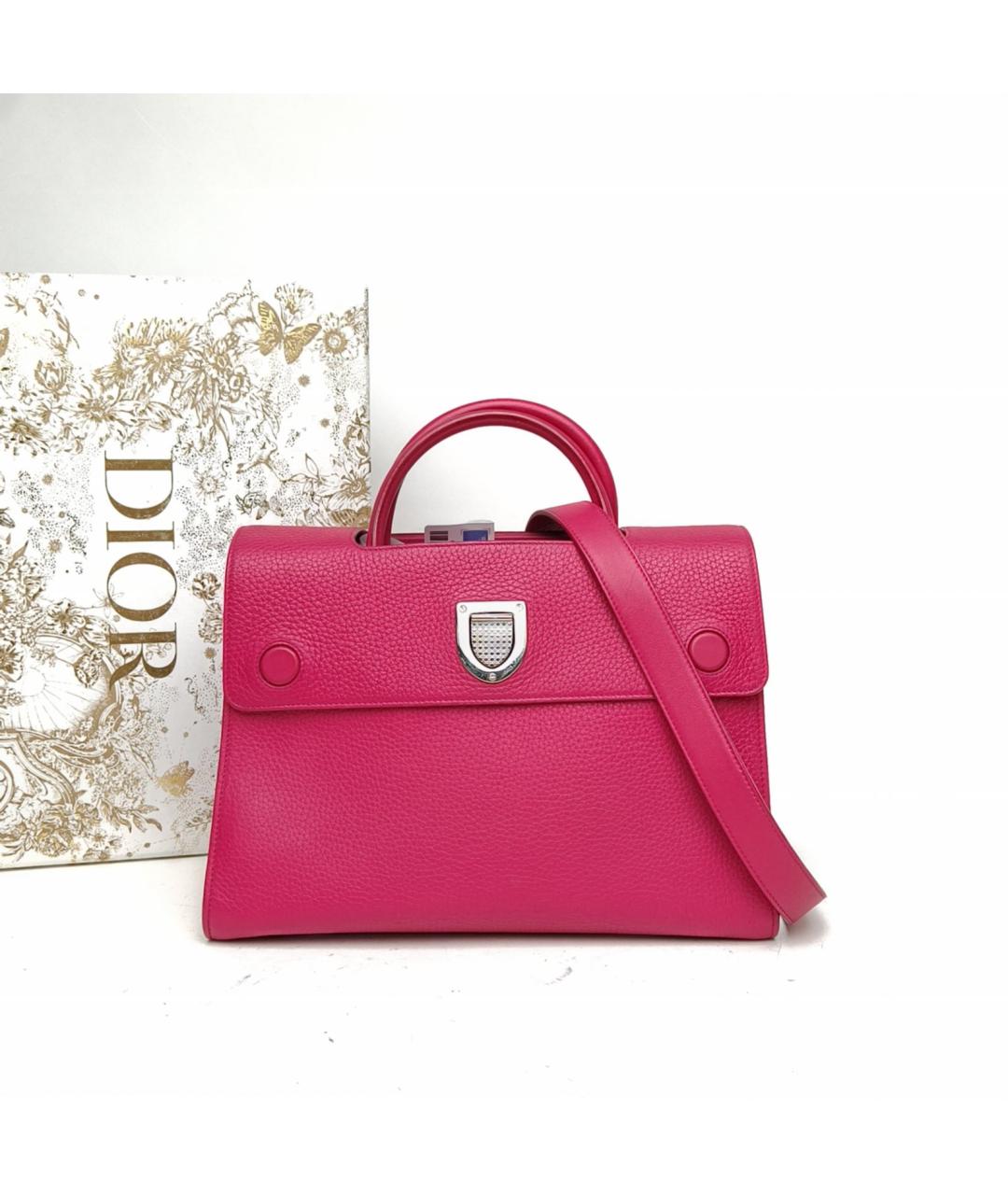 CHRISTIAN DIOR Розовая кожаная сумка с короткими ручками, фото 9