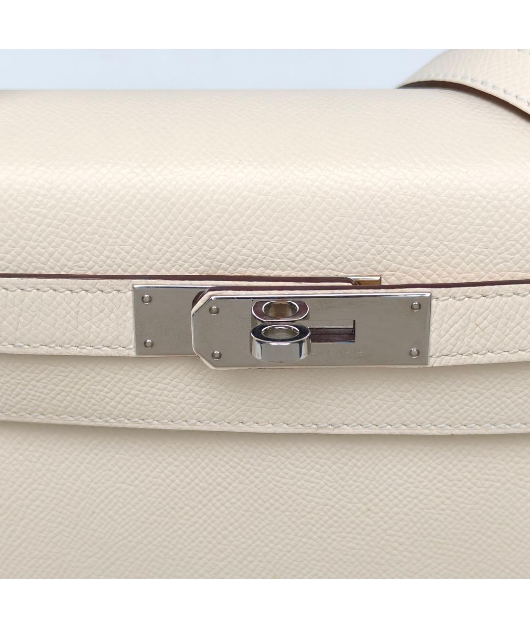 HERMES Белая кожаная сумка с короткими ручками, фото 6