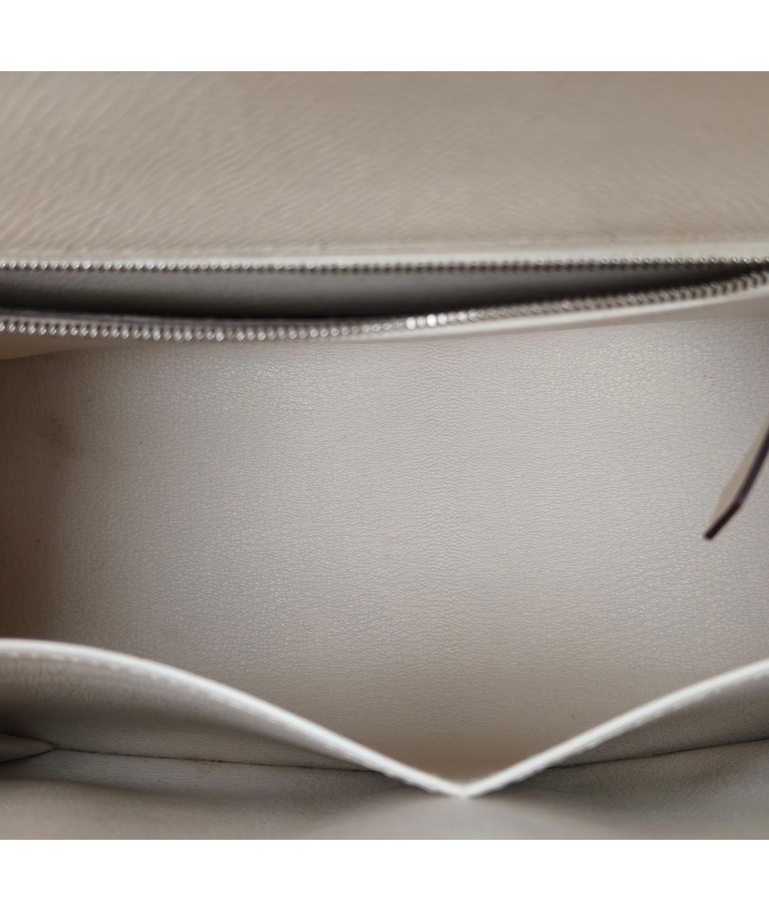 HERMES Белая кожаная сумка с короткими ручками, фото 7