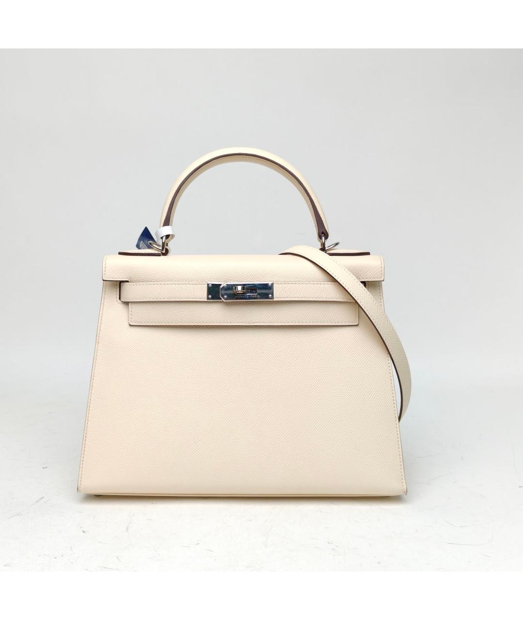 HERMES Белая кожаная сумка с короткими ручками, фото 2