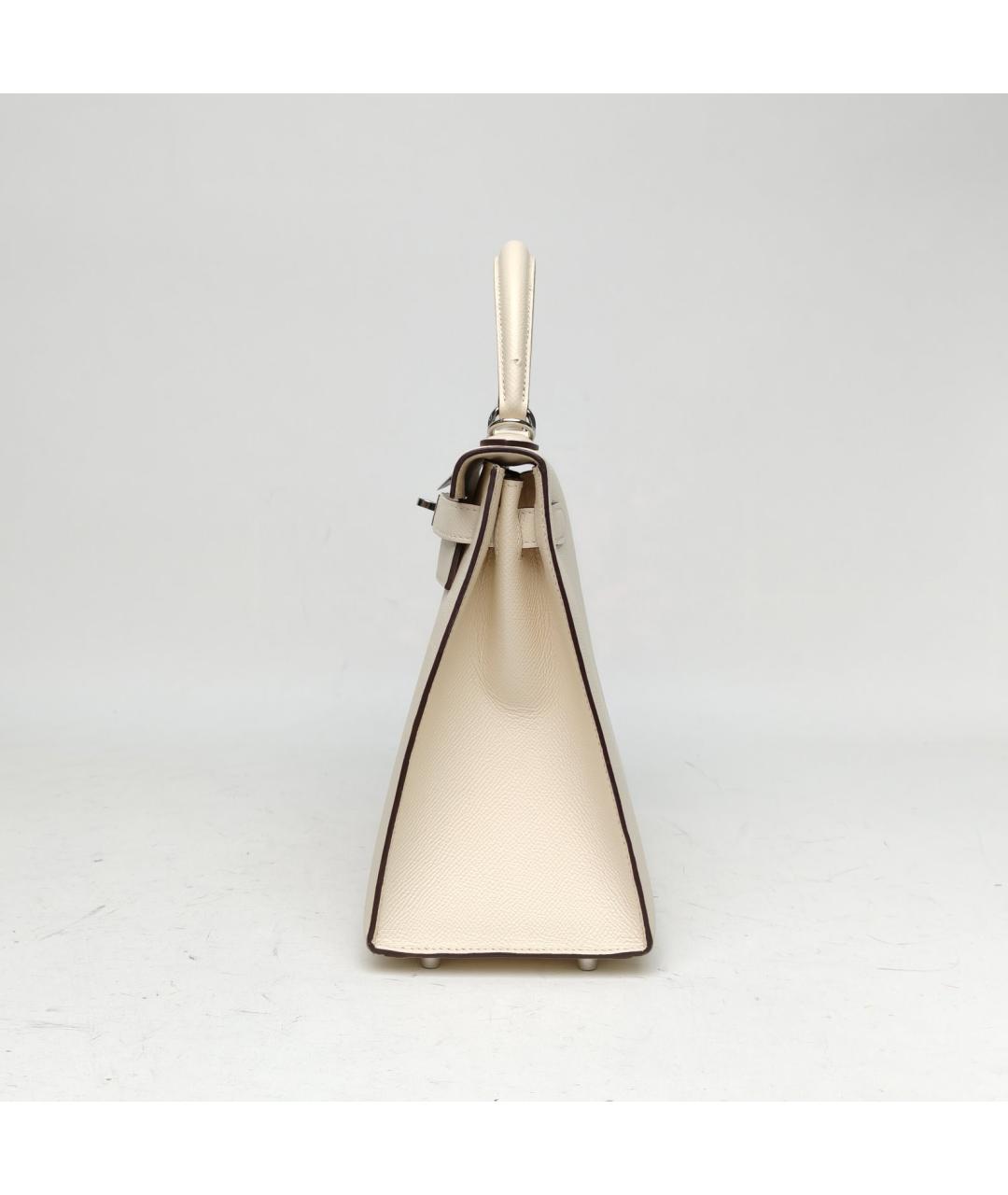 HERMES Белая кожаная сумка с короткими ручками, фото 3