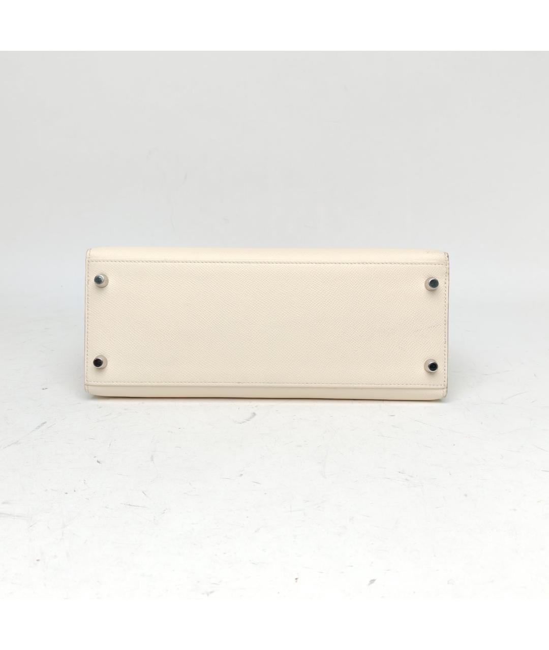 HERMES Белая кожаная сумка с короткими ручками, фото 5