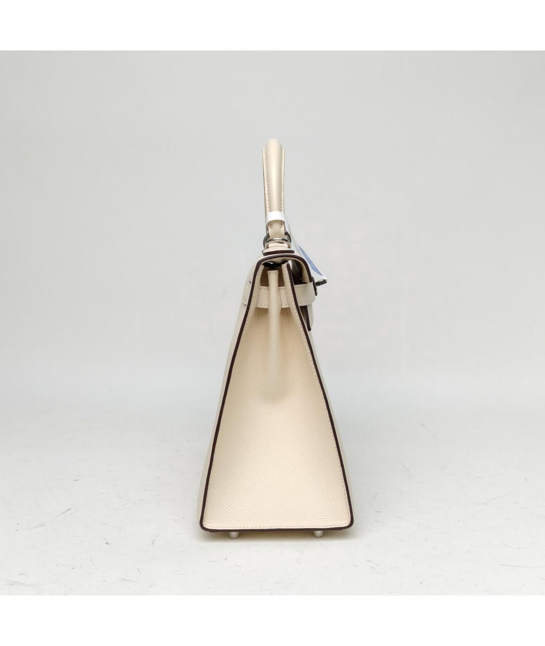 HERMES Белая кожаная сумка с короткими ручками, фото 4