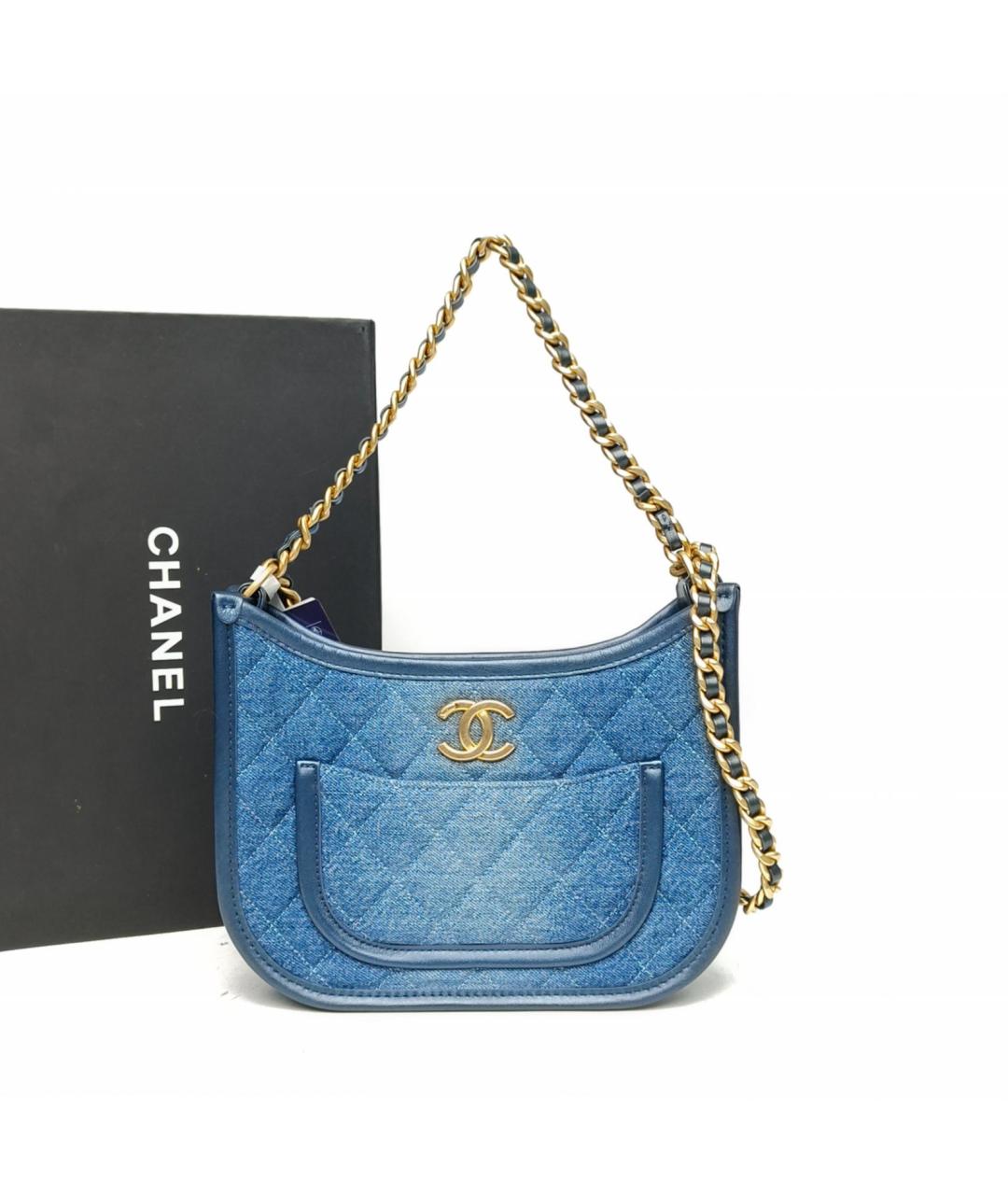 CHANEL Синяя деним сумка через плечо, фото 9