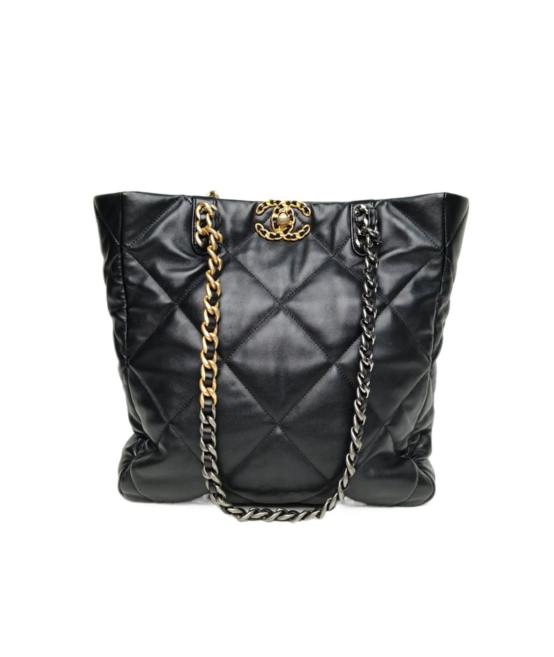 CHANEL Черная кожаная сумка тоут, фото 9