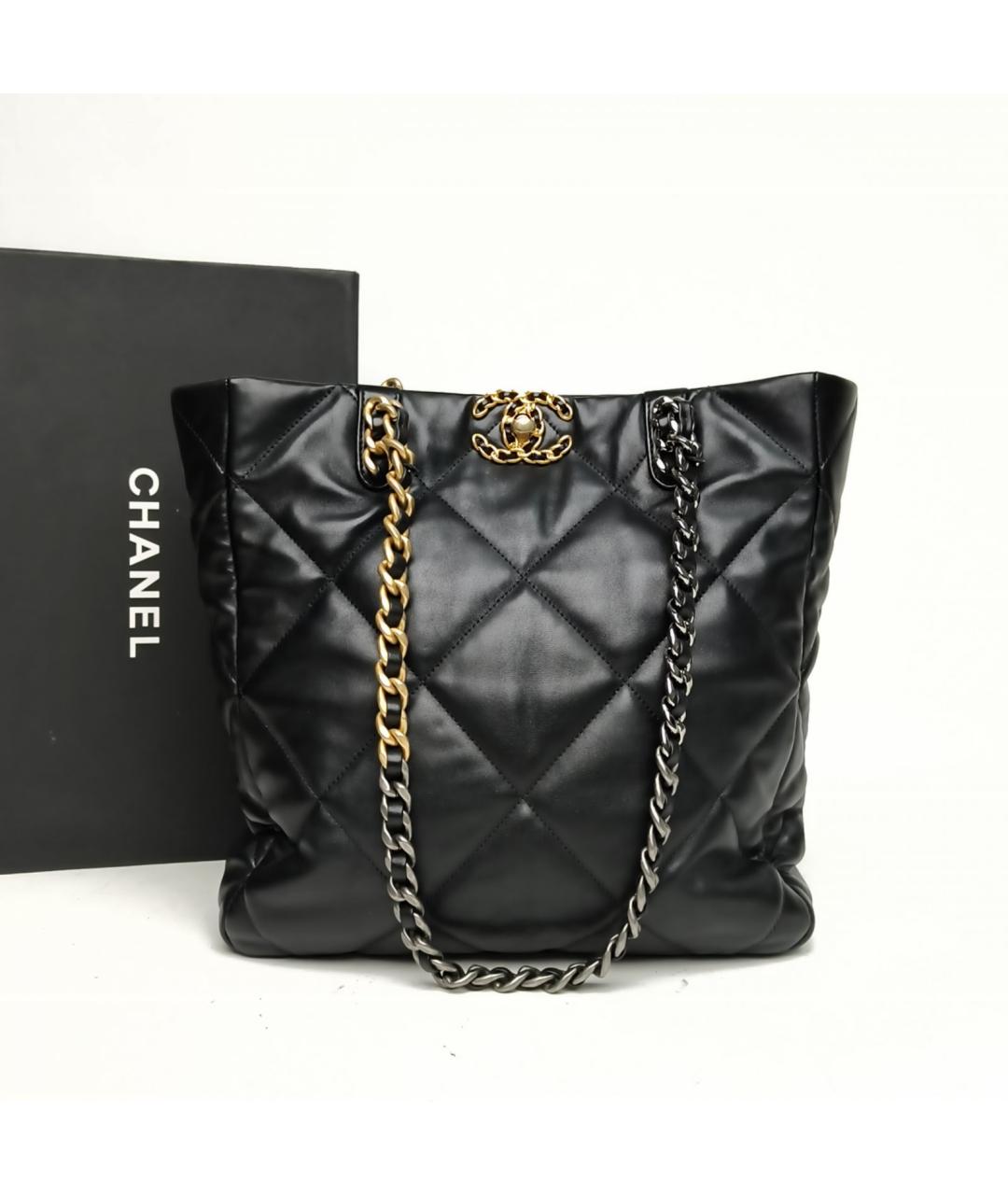 CHANEL Черная кожаная сумка тоут, фото 8