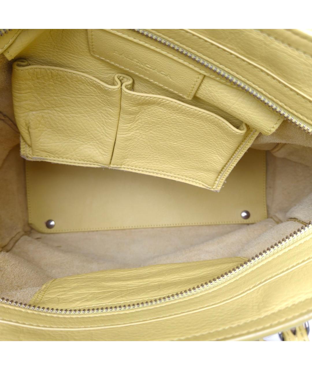 BALENCIAGA Желтая кожаная сумка с короткими ручками, фото 5