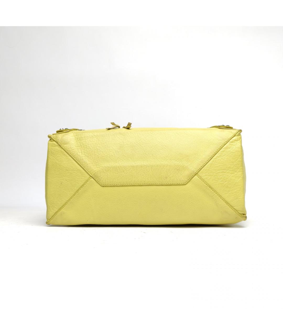 BALENCIAGA Желтая кожаная сумка с короткими ручками, фото 4