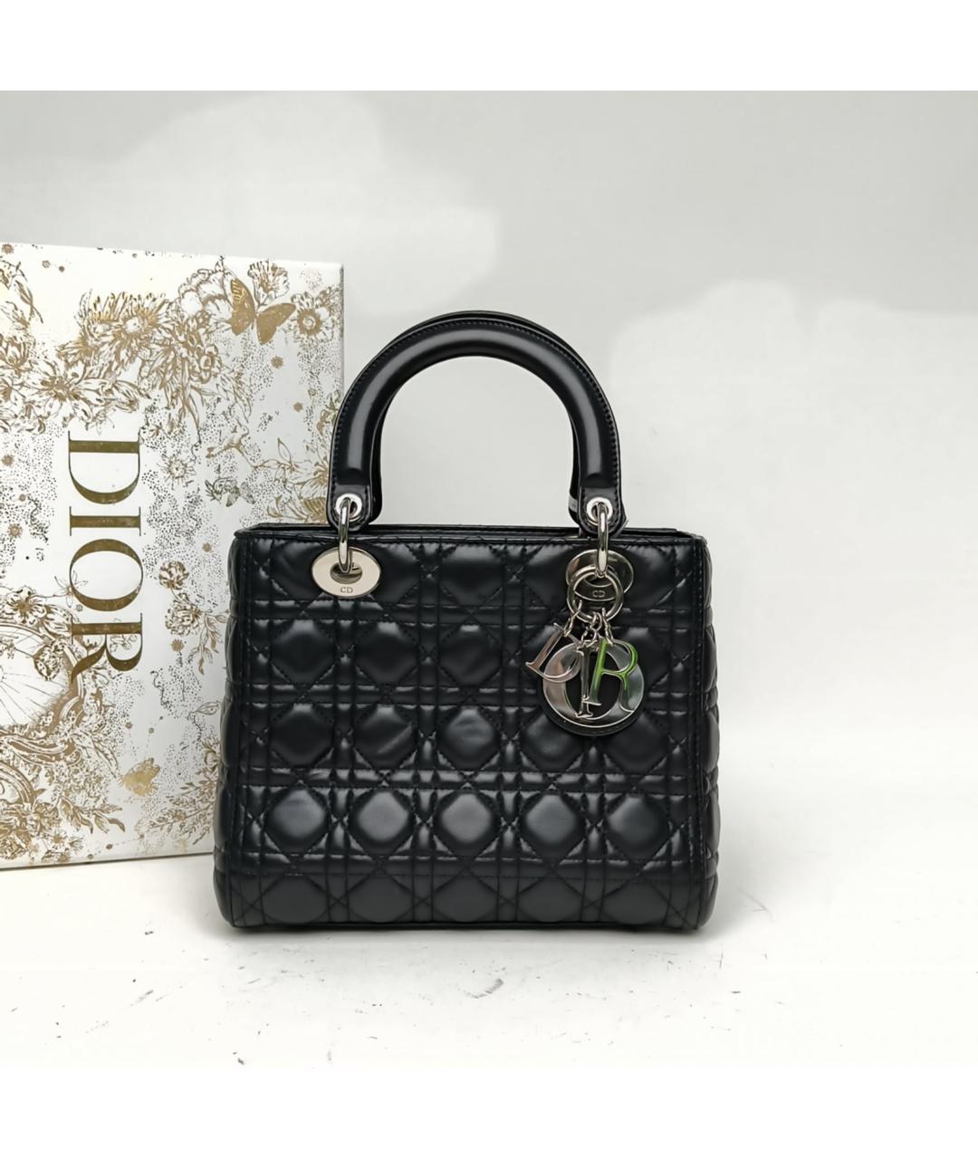 CHRISTIAN DIOR Черная кожаная сумка с короткими ручками, фото 9