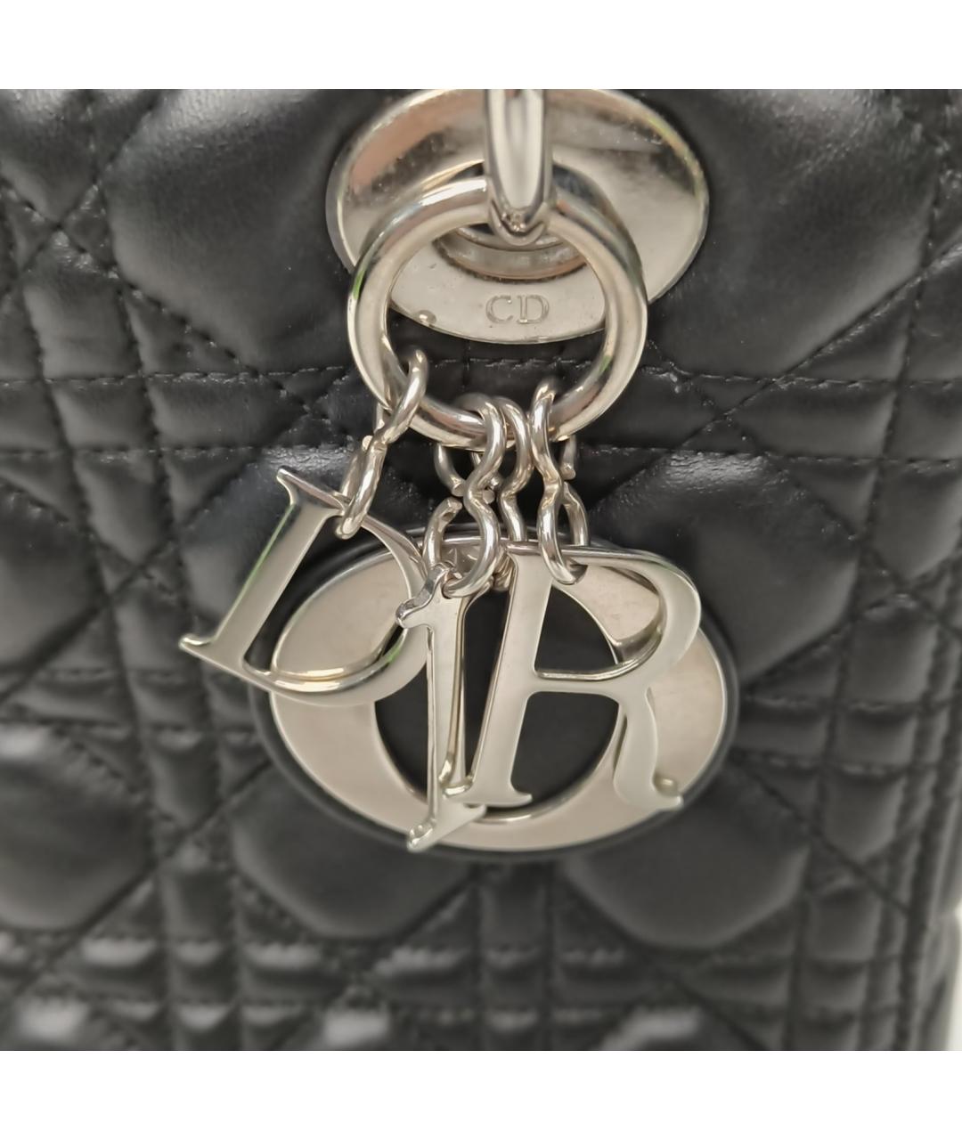 CHRISTIAN DIOR Черная кожаная сумка с короткими ручками, фото 7