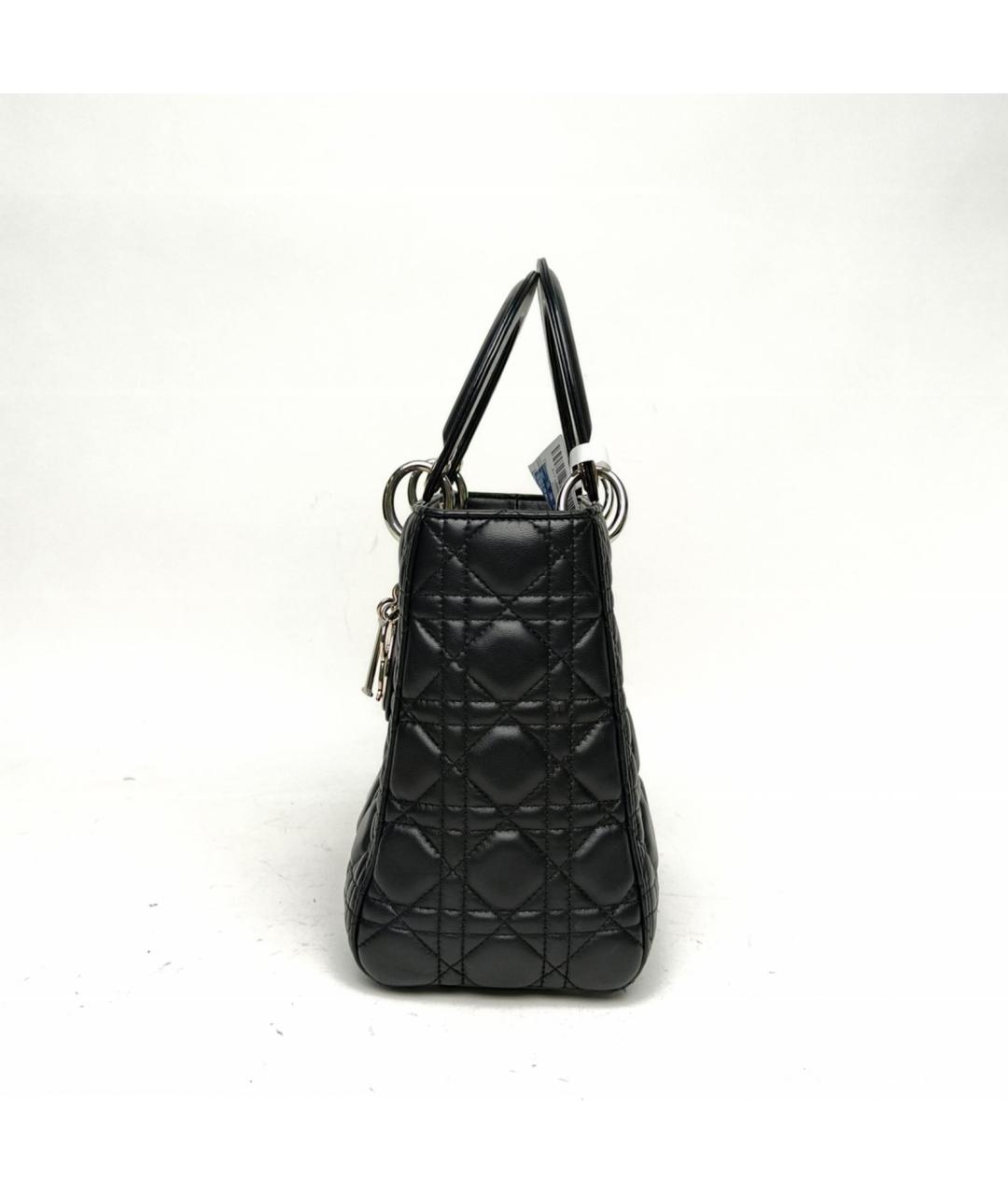 CHRISTIAN DIOR Черная кожаная сумка с короткими ручками, фото 3