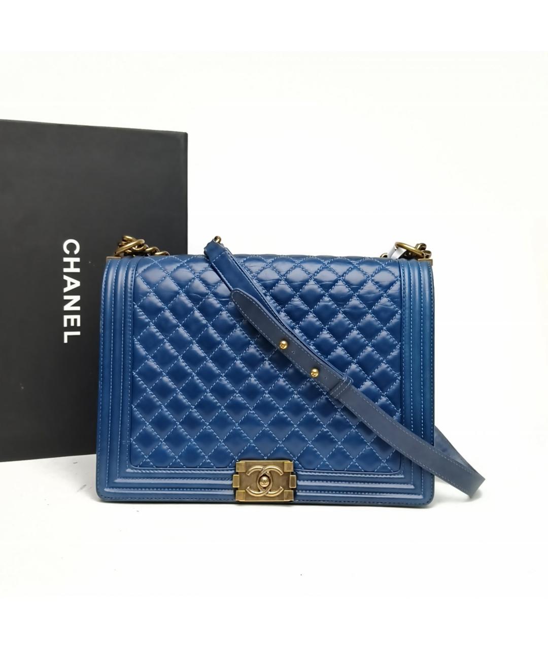 CHANEL Синяя кожаная сумка через плечо, фото 9