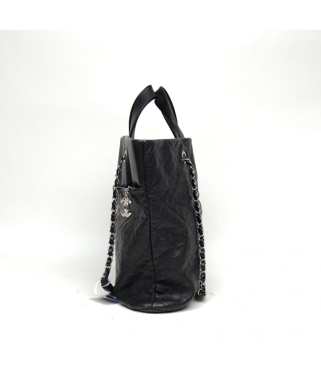 CHANEL Черная кожаная сумка тоут, фото 5
