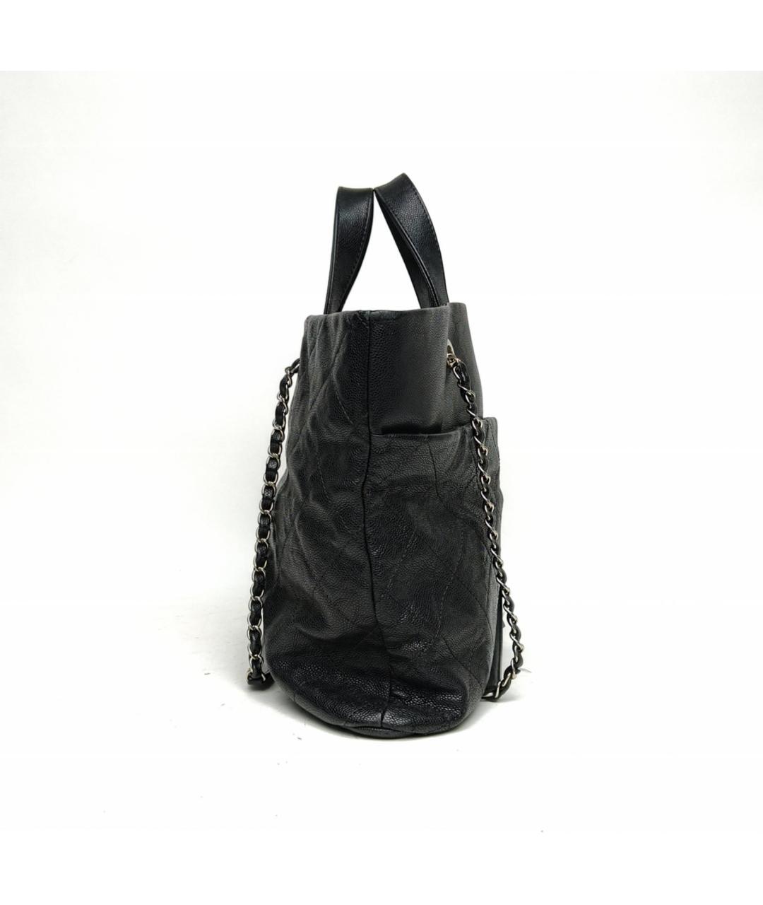 CHANEL Черная кожаная сумка тоут, фото 3