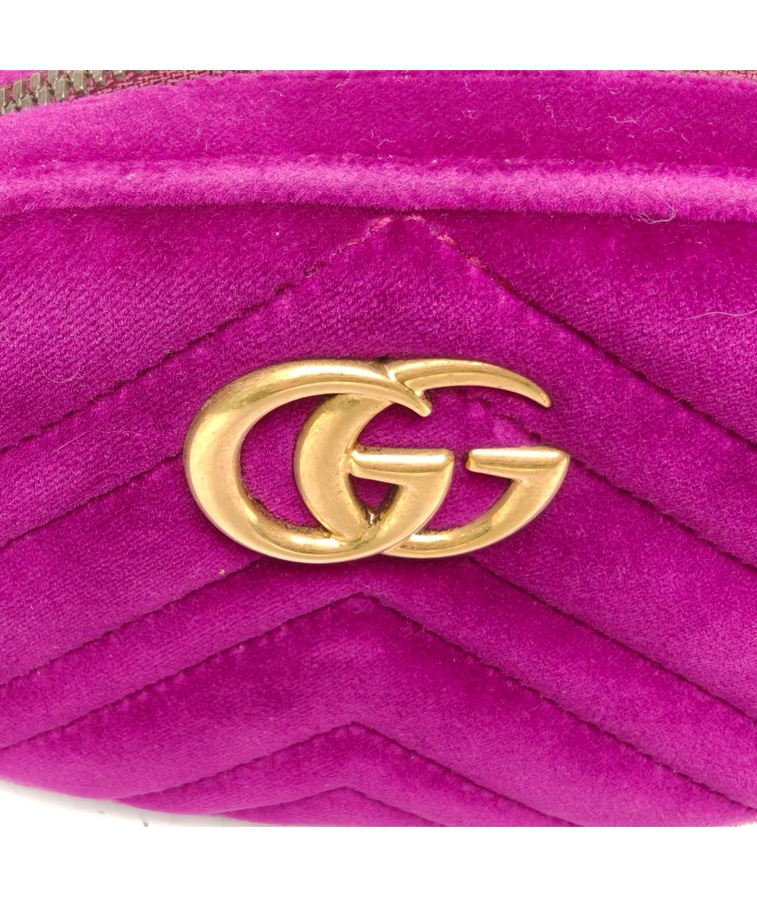 GUCCI Фиолетовая бархатная поясная сумка, фото 7