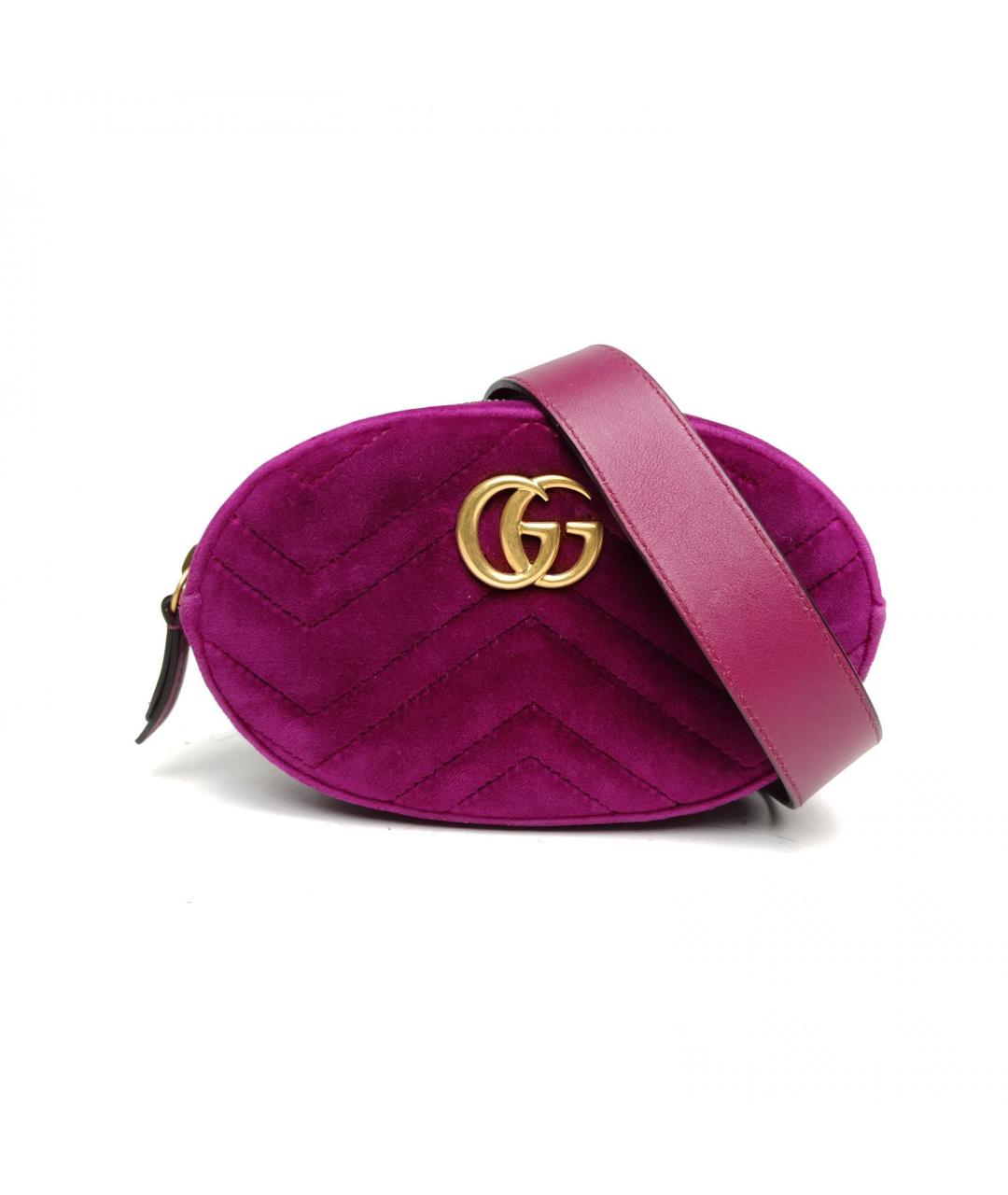 GUCCI Фиолетовая бархатная поясная сумка, фото 2