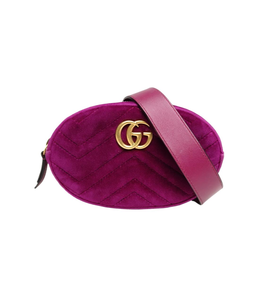 GUCCI Фиолетовая бархатная поясная сумка, фото 10